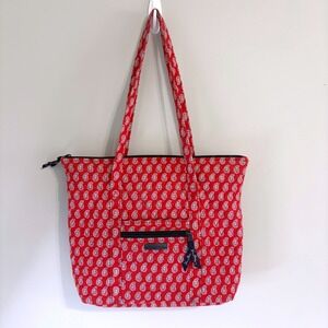 Vera Bradley Red Nantucket Paisley Quilted Cotton Zip Tote Bag Retired Vintage